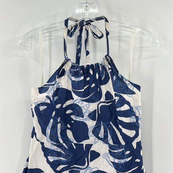 Vineyard Vines Women's Halter Dress with palms and fish - Blue/White - 4 - Picture 2 of 9